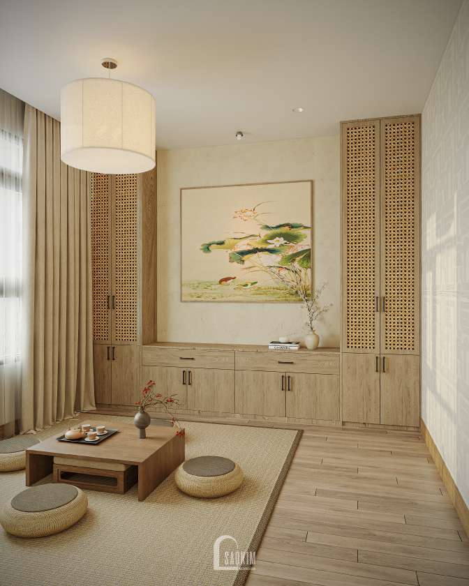 Thiết kế nội thất không gian phòng thiền tại căn hộ The Zurich mang phong cách Modern Organic
